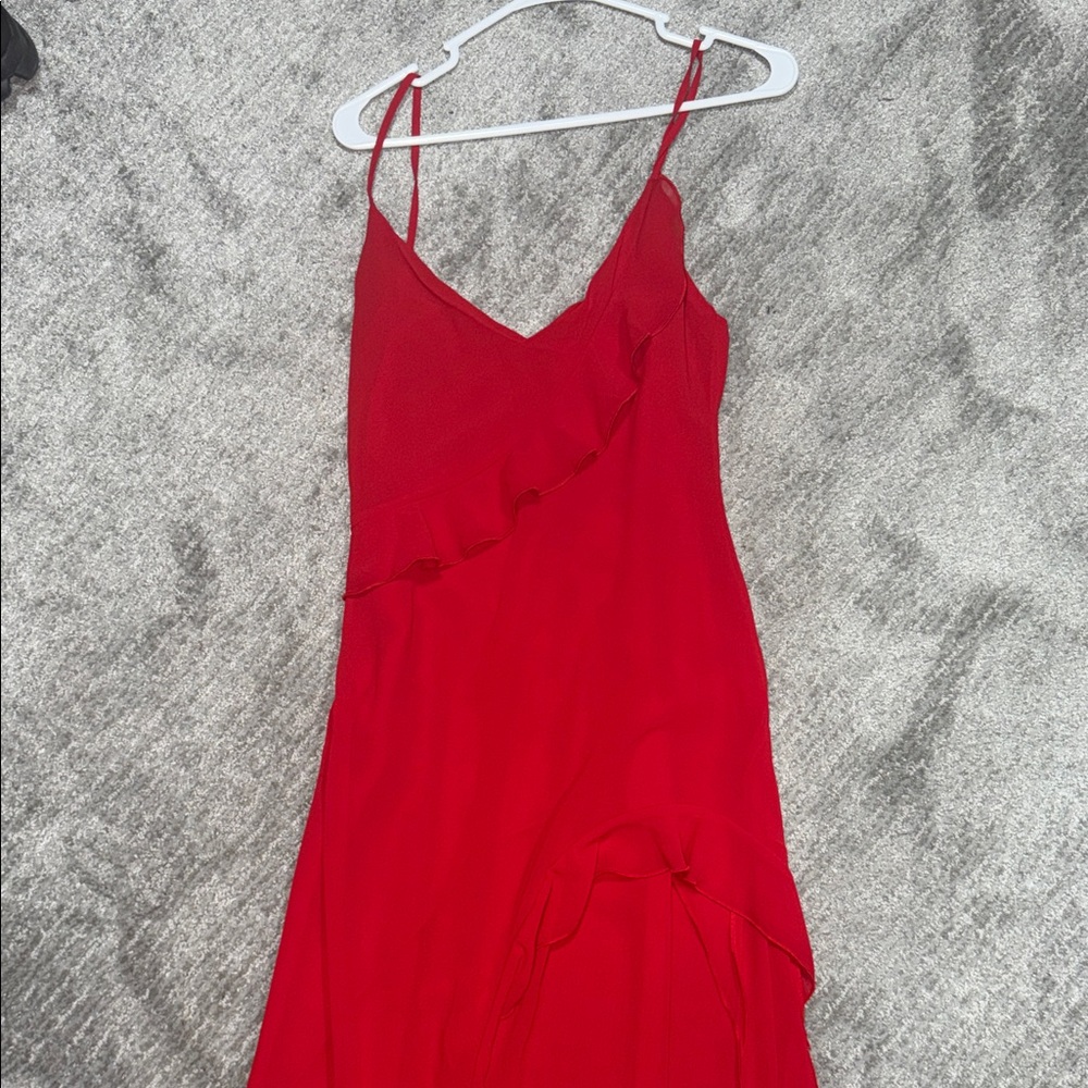White Fox Boutique Vibrant Red Asymmetrical Dress